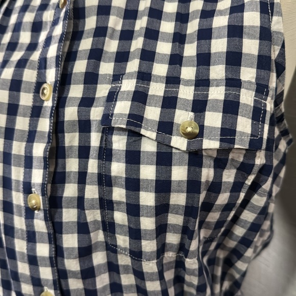 NWT Summer Vibes Dress-S-Cotton-Blue & White Gingham Print-Elastic Waist-Buttons - Picture 8 of 14